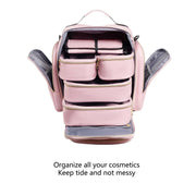 Danoz Beauty - Large Capacity Travel Makeup Backpack with 5 Removable Organizer Cases & Jewelry Roll(pink) - danozdirect