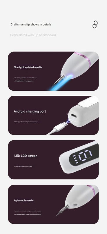 Danoz Beauty - Professional 9 - Level Skin Tag & Spot Remover Pen - USB Rechargeable Beauty Device(Pink) - danozdirect