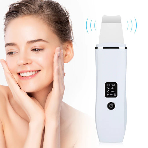 Danoz Beauty - Ultrasonic Skin Scrubber Peeling Blackhead Remover Deep Face Cleaning Ultrasonic Ion Acne Pore Cleaner Facial Shovel Scrubber - danozdirect