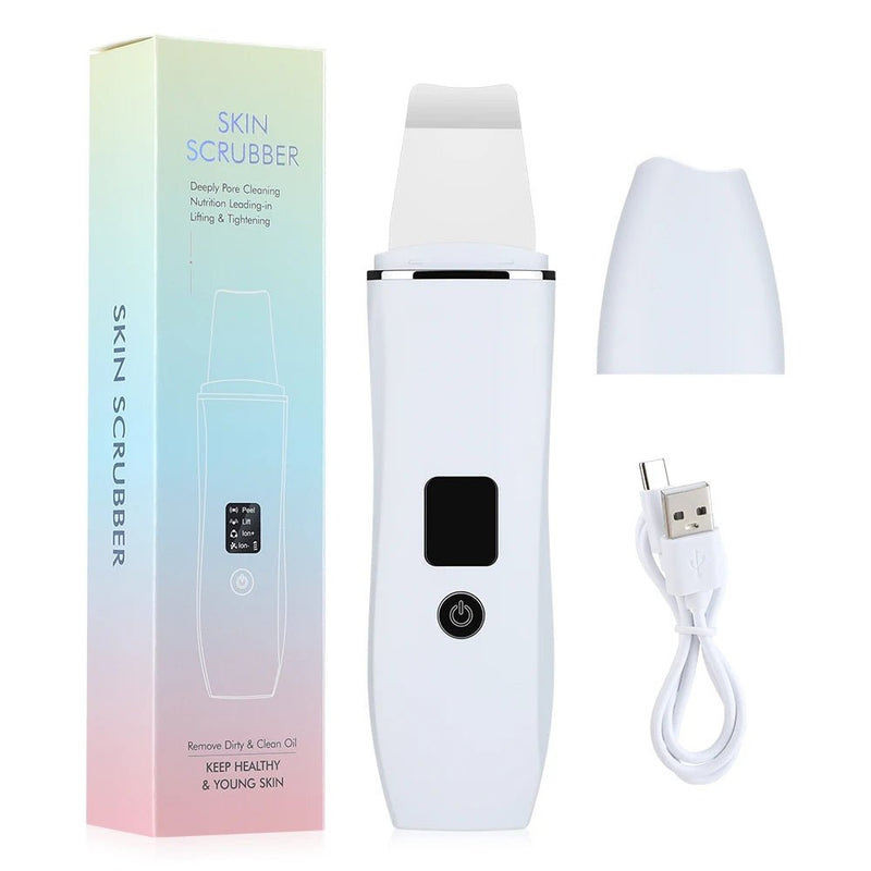 Danoz Beauty - Ultrasonic Skin Scrubber Peeling Blackhead Remover Deep Face Cleaning Ultrasonic Ion Acne Pore Cleaner Facial Shovel Scrubber - danozdirect