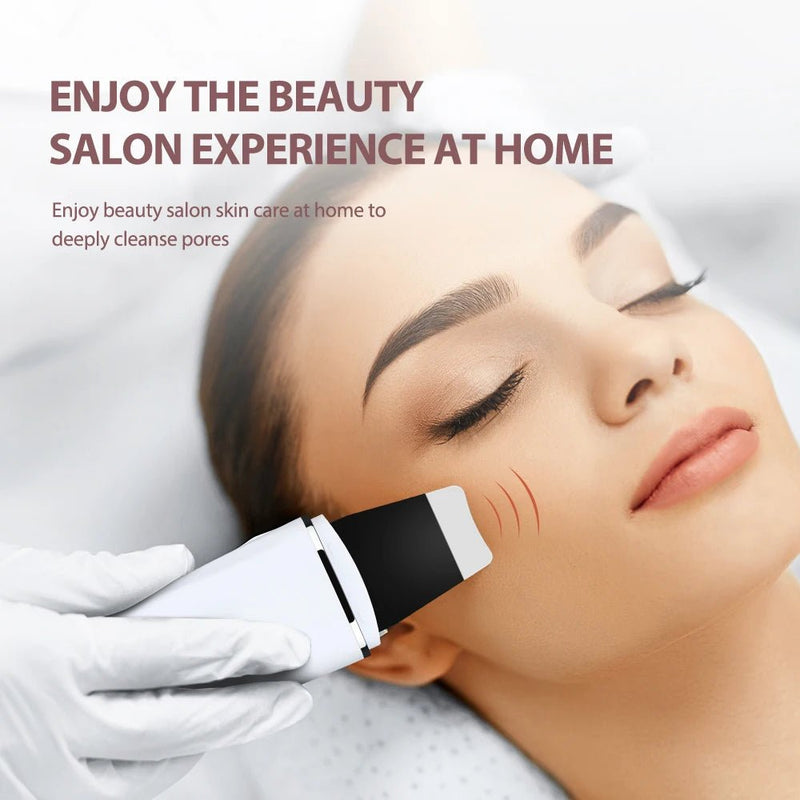 Danoz Beauty - Ultrasonic Skin Scrubber Peeling Blackhead Remover Deep Face Cleaning Ultrasonic Ion Acne Pore Cleaner Facial Shovel Scrubber - danozdirect