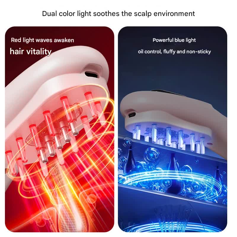 Danoz Beauty - USB Scalp Massager Comb with Red & Blue Light Therapy - 5 Vibration Modes & Liquid Dispenser(White) - danozdirect