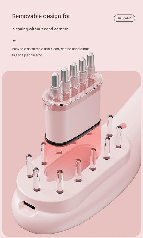 Danoz Beauty - USB Scalp Massager Comb with Red & Blue Light Therapy - 5 Vibration Modes & Liquid Dispenser(White) - danozdirect