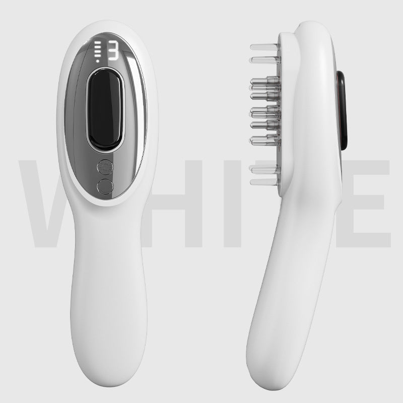 Danoz Beauty - USB Scalp Massager Comb with Red & Blue Light Therapy - 5 Vibration Modes & Liquid Dispenser(White) - danozdirect