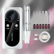 Danoz Beauty - White Professional USB Rechargeable Nail Drill Machine - 45000RPM Portable E - File Kit for Acrylic, Gel, Polishing & Manicure - danozdirect