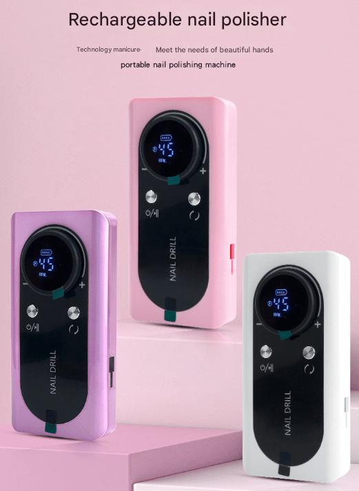 Danoz Beauty - White Professional USB Rechargeable Nail Drill Machine - 45000RPM Portable E - File Kit for Acrylic, Gel, Polishing & Manicure - danozdirect