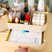 Danoz Beauty - White Rotating Makeup Organizer Box - Multi - Compartment Cosmetic Storage - danozdirect