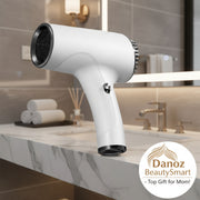 Danoz Beauty - White Ultra - Lightweight Ionic Cordless Hair Dryer, USB Rechargeable Portable Blow Dryer with Cool Air for Travel & Home - danozdirect