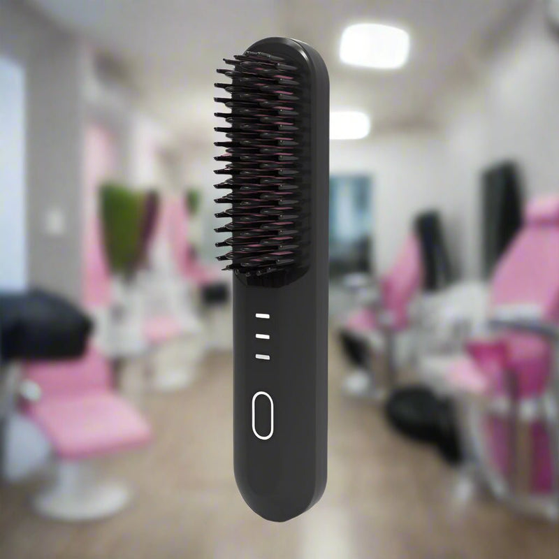 Danoz Beauty - Wireless Hair Straightening Brush - 2 - in - 1 Styling Tool with USB Charging, Ceramic Heat Technology, and Compact Design - danozdirect