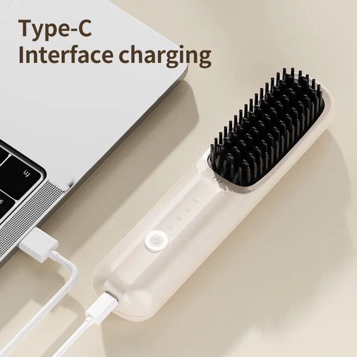 Danoz Beauty - Wireless Hair Straightening Brush - Portable 2 - in - 1 Styling Tool with USB Charging, Ceramic Heat Technology, and Compact Design - danozdirect