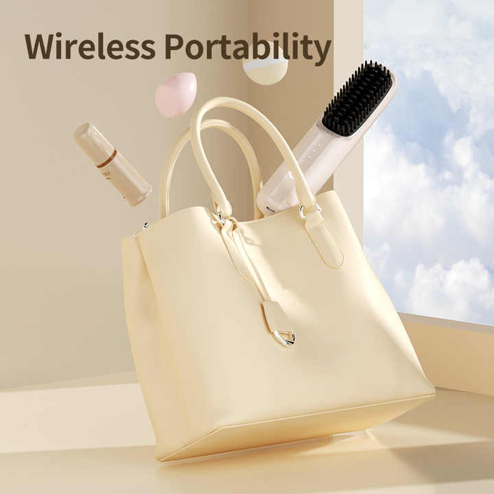 Danoz Beauty - Wireless Hair Straightening Brush - Portable 2 - in - 1 Styling Tool with USB Charging, Ceramic Heat Technology, and Compact Design - danozdirect