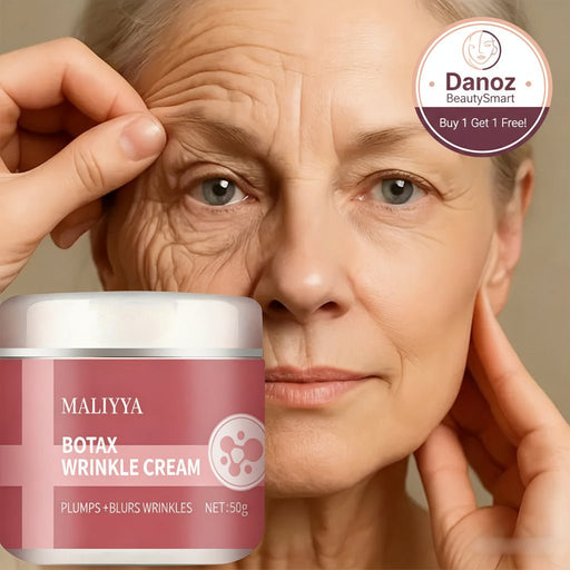 Danoz BeautySmart MALIYYA Botox Wrinkle Cream combines hyaluronic acid, aloe vera, and vitamin E to target fine lines and deep wrinkles with intensive hydration - Buy 1 Get 1 Free! - danozdirect
