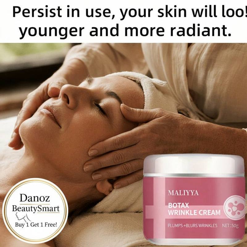 Danoz BeautySmart MALIYYA Botox Wrinkle Cream combines hyaluronic acid, aloe vera, and vitamin E to target fine lines and deep wrinkles with intensive hydration - Buy 1 Get 1 Free! - danozdirect