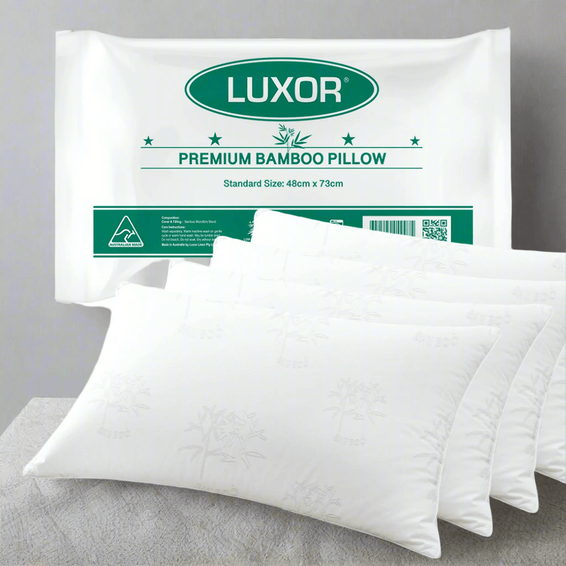 Danoz Bedding - Four Pack, Luxor Pillows - Australian Made Bamboo Cooling Pillow Standard Size 48x73CM, Incl. Delivery - danozdirect