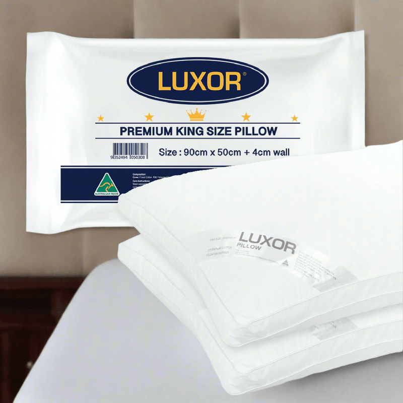 Danoz Bedding - Luxor Australian Made Hotel King Size Pillow with 4cm Wall 2️⃣ Twin Pack - danozdirect