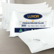 Danoz Bedding - Luxor Australian Made Hotel King Size Pillow with 4cm Wall 4️⃣ Four Pack - Incl. Delivery - danozdirect
