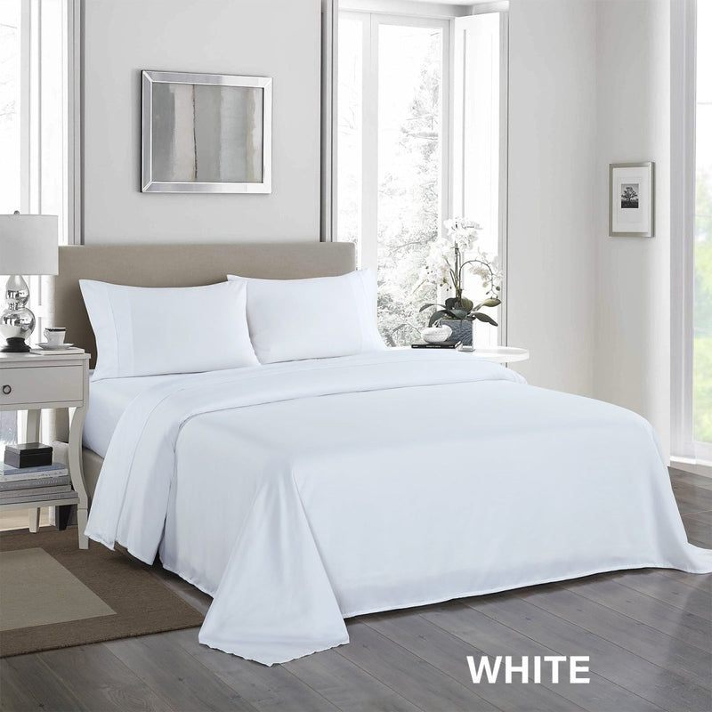 Danoz Beddings - Royal Comfort 1200 Thread Count Sheet Set 4 Piece Ultra Soft Satin Weave Finish - King - White - danozdirect