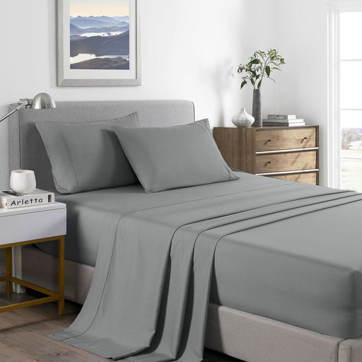 Danoz Beddings - Royal Comfort 2000 Thread Count Bamboo Cooling Sheet Set Ultra Soft Bedding - Single - Mid Grey - danozdirect