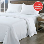 Danoz Beddings - Royal Comfort Bamboo Blend Sheet Set 1000TC + Free 2 x Bamboo Pillows Ultra Soft - King - White - danozdirect