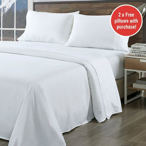 Danoz Beddings - Royal Comfort Bamboo Blend Sheet Set 1000TC + Free 2 x Bamboo Pillows Ultra Soft - King - White - danozdirect