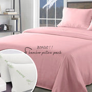 Danoz Beddings - Royal Comfort Bamboo Blend Sheet Set 1000TC + Free Bamboo Pillows 2 Pack Ultra Soft - King - Blush - danozdirect