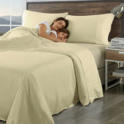 Danoz Beddings - Royal Comfort Bamboo Blend Sheet Set 1000TC Plus 2 Free Bamboo Pillows Ultra Soft - King - Ivory - danozdirect