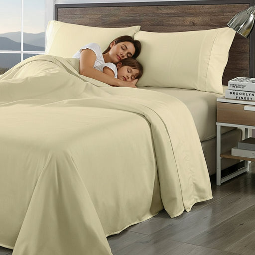 Danoz Beddings - Royal Comfort Bamboo Blend Sheet Set 1000TC Plus 2 Free Bamboo Pillows Ultra Soft - King - Ivory - danozdirect