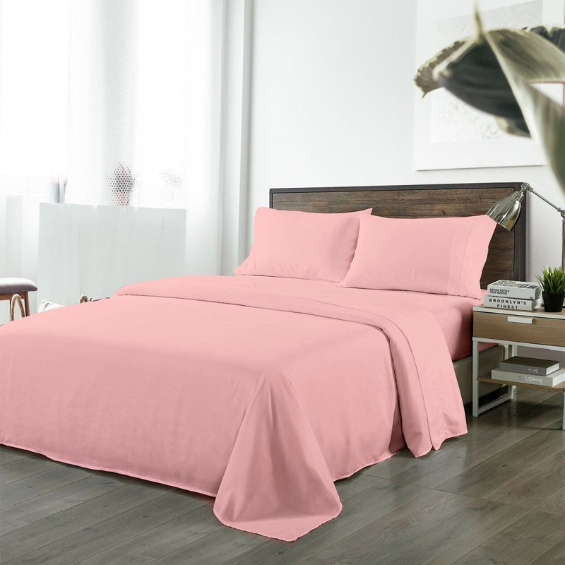 Danoz Beddings - Royal Comfort Bamboo Blended Sheet & Pillowcases Set 1000TC Ultra Soft Bedding - King - Blush - danozdirect