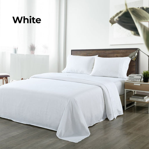 Danoz Beddings - Royal Comfort Bamboo Blended Sheet & Pillowcases Set 1000TC Ultra Soft Bedding - King - White - danozdirect