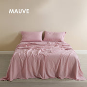 Danoz Beddings - Royal Comfort Flax Linen Blend Sheet Set Bedding Luxury Breathable Ultra Soft - King - Mauve - danozdirect