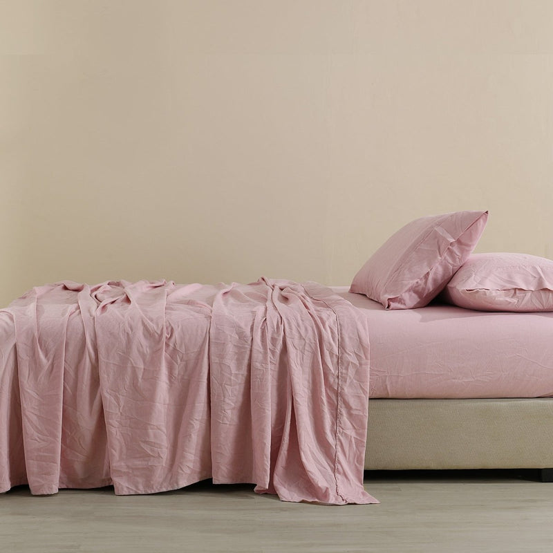 Danoz Beddings - Royal Comfort Flax Linen Blend Sheet Set Bedding Luxury Breathable Ultra Soft - King - Mauve - danozdirect