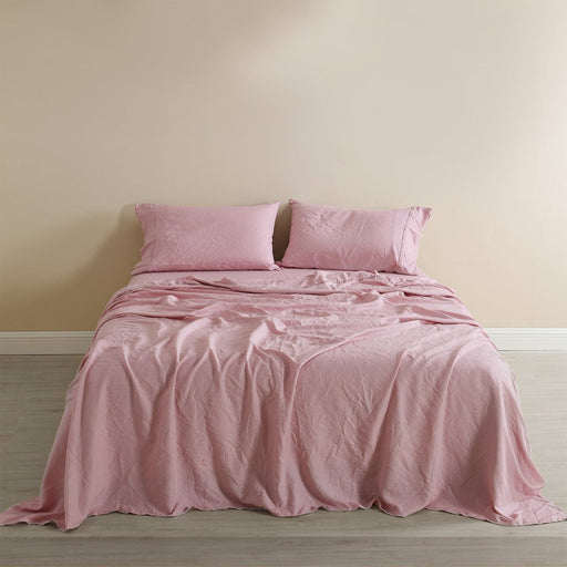 Danoz Beddings - Royal Comfort Flax Linen Blend Sheet Set Bedding Luxury Breathable Ultra Soft - King - Mauve - danozdirect
