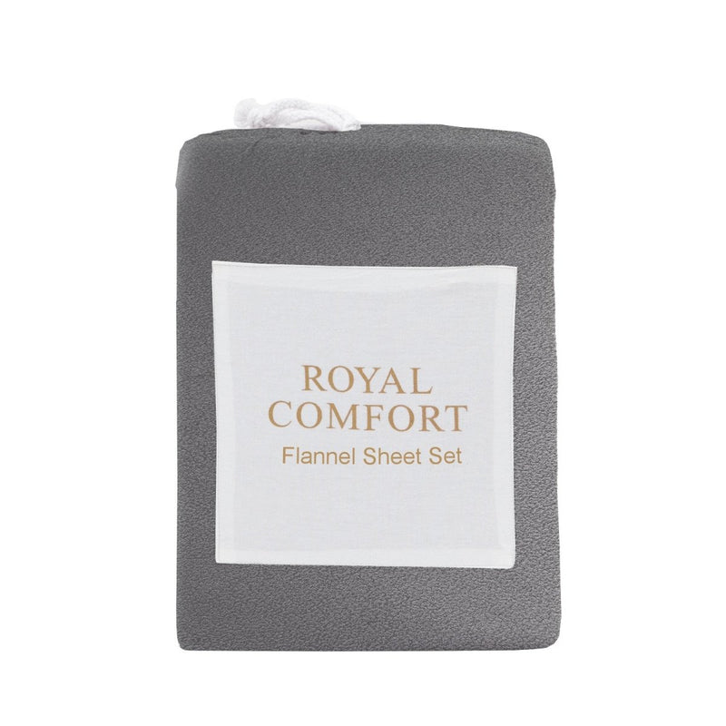 Danoz Beddings - Royal Comfort Polar Fleece Flannel Sheet Set Ultra Soft Plush Cozy - Single - Charcoal - danozdirect
