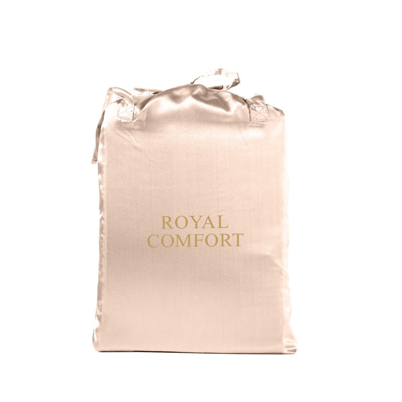 Danoz Beddings - Royal Comfort Satin Sheet Set 3 Piece Fitted Sheet Pillowcase Soft - King - Champagne Pink - danozdirect