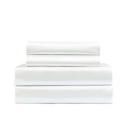 Danoz Beddings - Royal Comfort Satin Sheet Set 4 Piece Fitted Flat Sheet Pillowcases - King - White - danozdirect