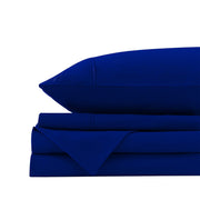 Danoz Beddings - Royal Comfort Vintage Washed 100% Cotton Sheet Set Fitted Flat Sheet Pillowcases - Double - Royal Blue - danozdirect