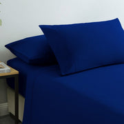 Danoz Beddings - Royal Comfort Vintage Washed 100% Cotton Sheet Set Fitted Flat Sheet Pillowcases - Double - Royal Blue - danozdirect