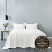 Danoz Beddings - Royal Comfort Vintage Washed 100% Cotton Sheet Set Fitted Flat Sheet Pillowcases - King - White - danozdirect