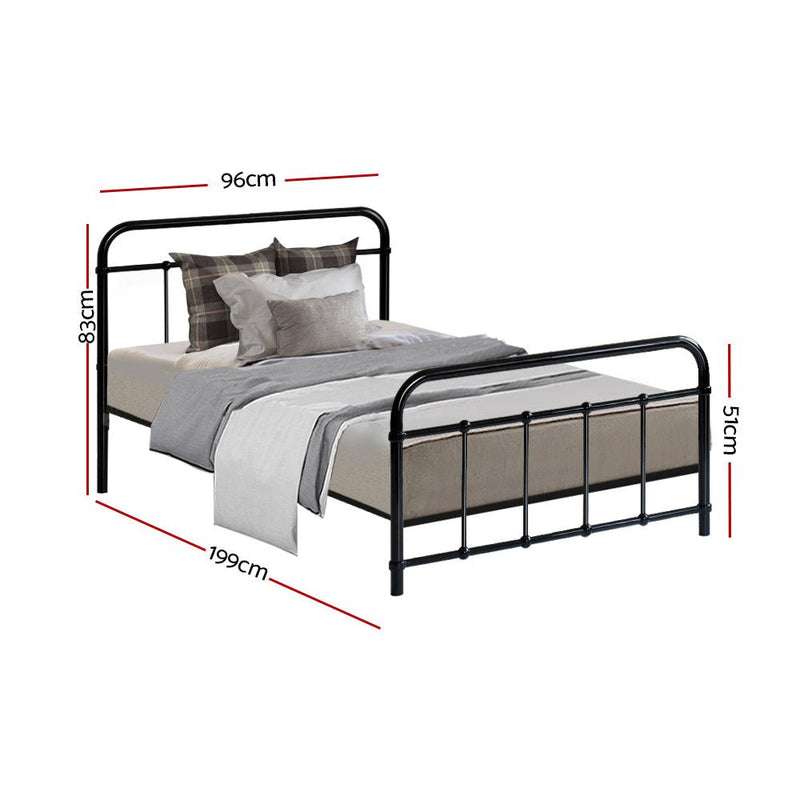 Danoz Bedrooms 🛏️ Artiss Bed Frame Metal Frames LEO - Single (Black) - Incl. Postage - danozdirect