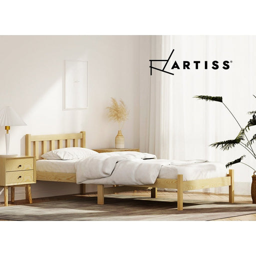 Danoz Bedrooms 🛏️ Artiss Bed Frame Single Size Wooden Oak SOFIE - Incl. Delivery - danozdirect