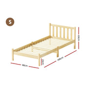 Danoz Bedrooms 🛏️ Artiss Bed Frame Single Size Wooden Oak SOFIE - Incl. Delivery - danozdirect