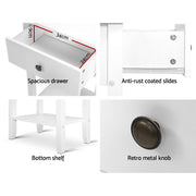 Danoz Bedrooms 🛏️ Artiss Bedside Table 1 Drawer with Shelf - BOWIE White - Incl. Postage - danozdirect