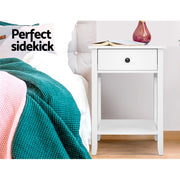 Danoz Bedrooms 🛏️ Artiss Bedside Table 1 Drawer with Shelf - BOWIE White - Incl. Postage - danozdirect