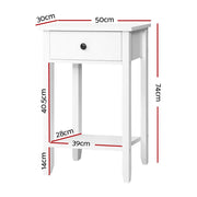 Danoz Bedrooms 🛏️ Artiss Bedside Table 1 Drawer with Shelf - BOWIE White - Incl. Postage - danozdirect