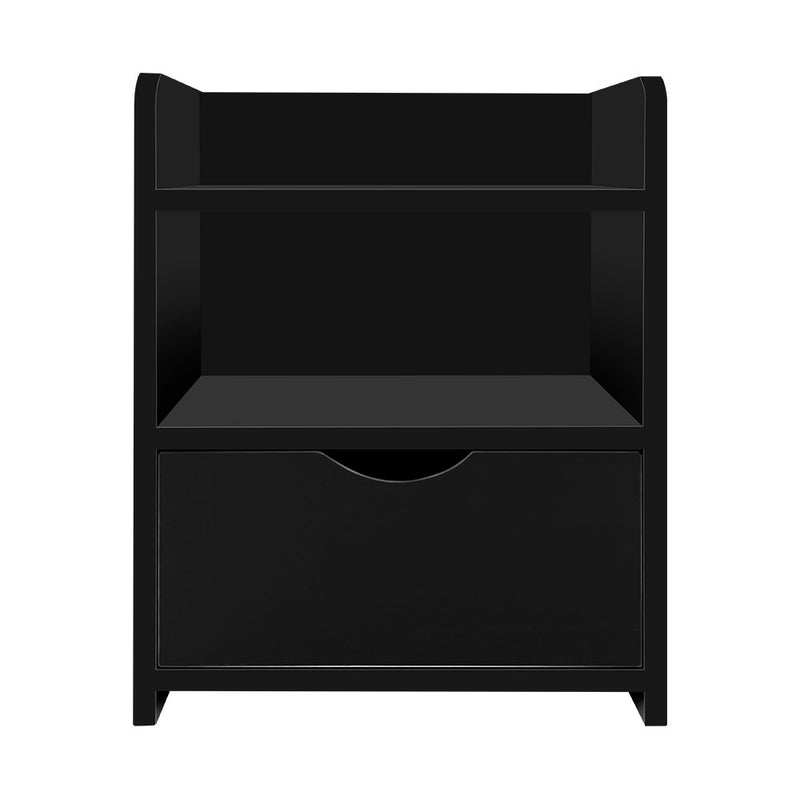Danoz Bedrooms 🛏️ Artiss Bedside Table 1 Drawer with Shelf - FARA Black - Incl. Postage - danozdirect