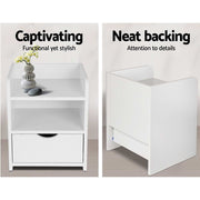 Danoz Bedrooms 🛏️ Artiss Bedside Table 1 Drawer with Shelf - FARA White - Incl. Postage - danozdirect