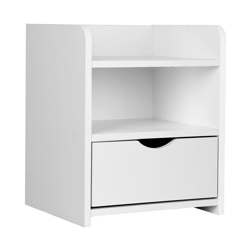 Danoz Bedrooms 🛏️ Artiss Bedside Table 1 Drawer with Shelf - FARA White - Incl. Postage - danozdirect