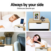 Danoz Bedrooms 🛏️ Artiss Bedside Table 1 Drawer with Shelf - IKER White & Oak - Incl. Postage - danozdirect