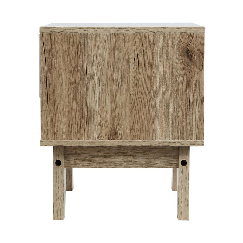 Danoz Bedrooms 🛏️ Artiss Bedside Table 1 Drawer with Shelf - IKER White & Oak - Incl. Postage - danozdirect