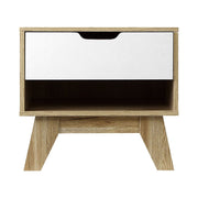 Danoz Bedrooms 🛏️ Artiss Bedside Table 1 Drawer with Shelf - IKER White & Oak - Incl. Postage - danozdirect